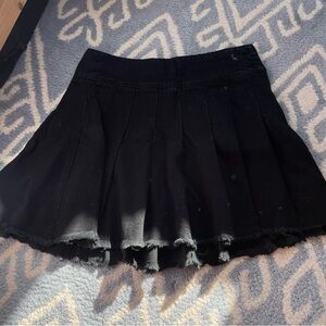 free people black denim pleated mini skirt